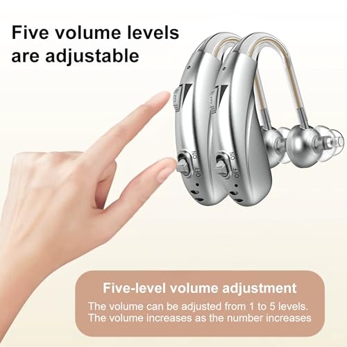 Image of FASTWELL F28-2 Unit for Both Ear Digital Advanced Rechargeable Hearing Aid for Adults with Hearing Loss | |Digital Noise Reduction | (Silver-Pair) | 1-Year Warranty