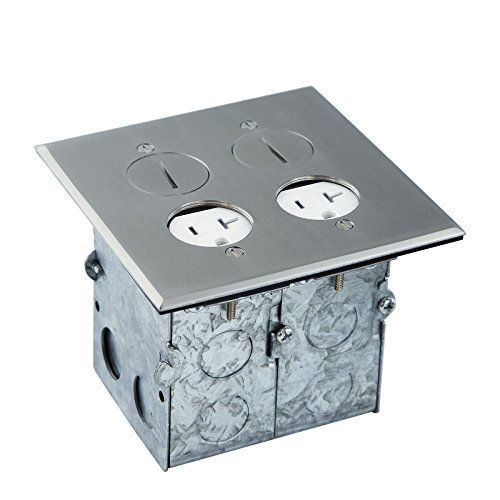 Floor Box Coin Open Kit By Enerlites 975510-Ss Electrical Outlet Receptacle, 2-Gang 20A Tamper/Weather Resistant Duplex Receptacle, Stainless Steel Cover Plate #TOP1