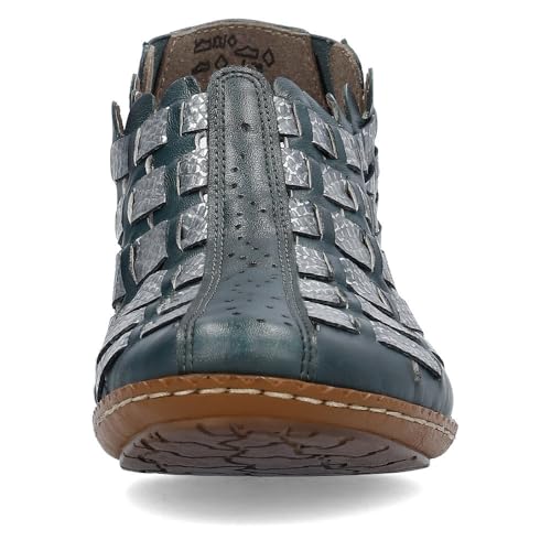 Image of Rieker 46778 Sina Women's Heels - Sling-Backs, Leather Upper, Hand-Woven Design, Anti-Stress Comfort, Flexible Sole, Secure Fit, and Timeless Everyday Style