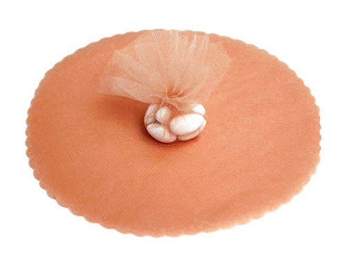 PuntoCasaStore 100 PZ Velo VELI di Fata Tulle Organza VELETTI BOMBONIERE DIAM.24 CM Tondo Smerlato Fai da Te Confetti Arancione