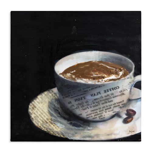 Stupell Industries Coffee Cup Vintage Collage, 17 x 17 Inch Canvas Wall Art