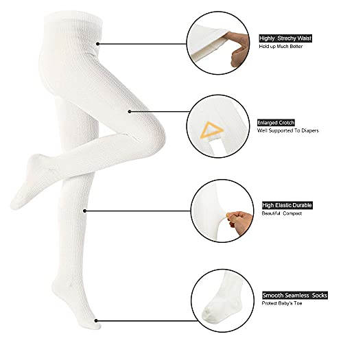 Image of Girls Tights Toddler Cable Knit Cotton Footed Seamless Dance Ballet Baby Girls' Leggings 3 /4 Pack