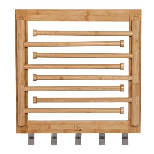 Honey-Can-Do Bamboo Swivel Wall Mount Drying Rack- Versatile Clothes Drying Rack and Durable Laundry Rack, Wall Drying Rack for Indoor/Outdoor Use, 80 lbs Capacity, Natural