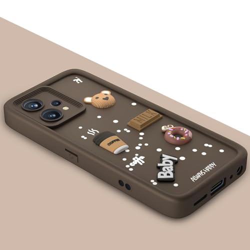 Image of Bintage Ball Bear| Donut| Milk Cake| Baby| Coffee Rubber Case Full Body & Camera Protection Back Cover Compatible for Realme 9 4G - Brown