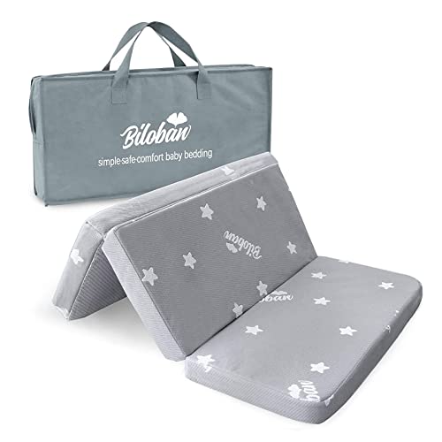 Image of Trifold Pack and Play Mattress Topper 38" x 26" Compatible with Graco & Baby Trend & Dream on Me &Pamo Babe, Waterproof Foldable Playard Mattress, Baby Foam Folding Playpen Mattresses,Gray