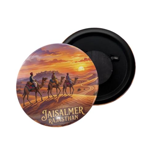 Image of dhcrafts Fridge Magnet Multicolor Rajasthan Jaisalmer Rajasthan Glossy Finish Design Pack of 1 (58mm)