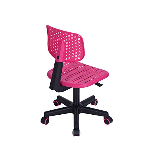 Furniturer Swivel Writing Task Chair Low Mid Back Armless Height Adjustable Computer Desk Chair For Home Office Kindergarten Girls Boys Teens Students,W15.9 X D14.6 X H34.3 (Pink) #TOP5