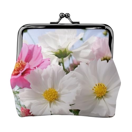 Porte-monnaie à fleurs blanches, pochette vintage idéale pour ranger la monnaie de voiture et de course