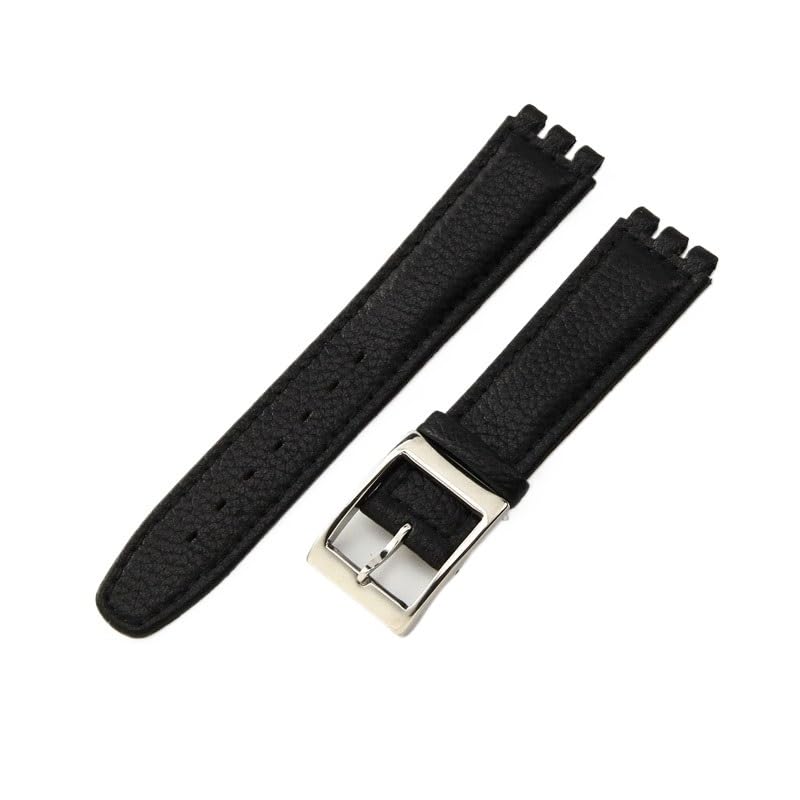 Bracelet de montre 17mm en cuir noir pour remplacer votre attache concave