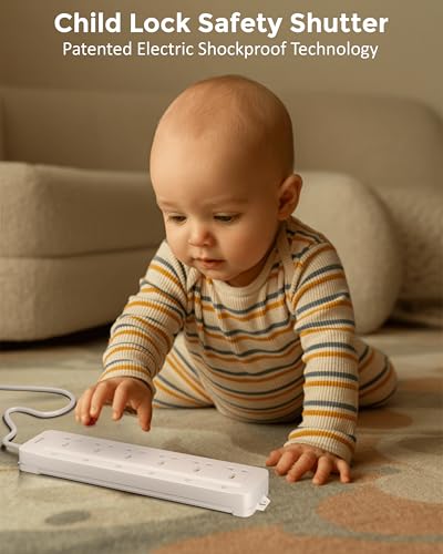 Image of FEDUS Surge Protector, 6 Universal Sockets with Individual Switch, 10 Meter 32 Feet Long Cable, Extension Board Cord, Automatic Overload Protection, Fireproof Power Strip Switch Board, Spike Guard