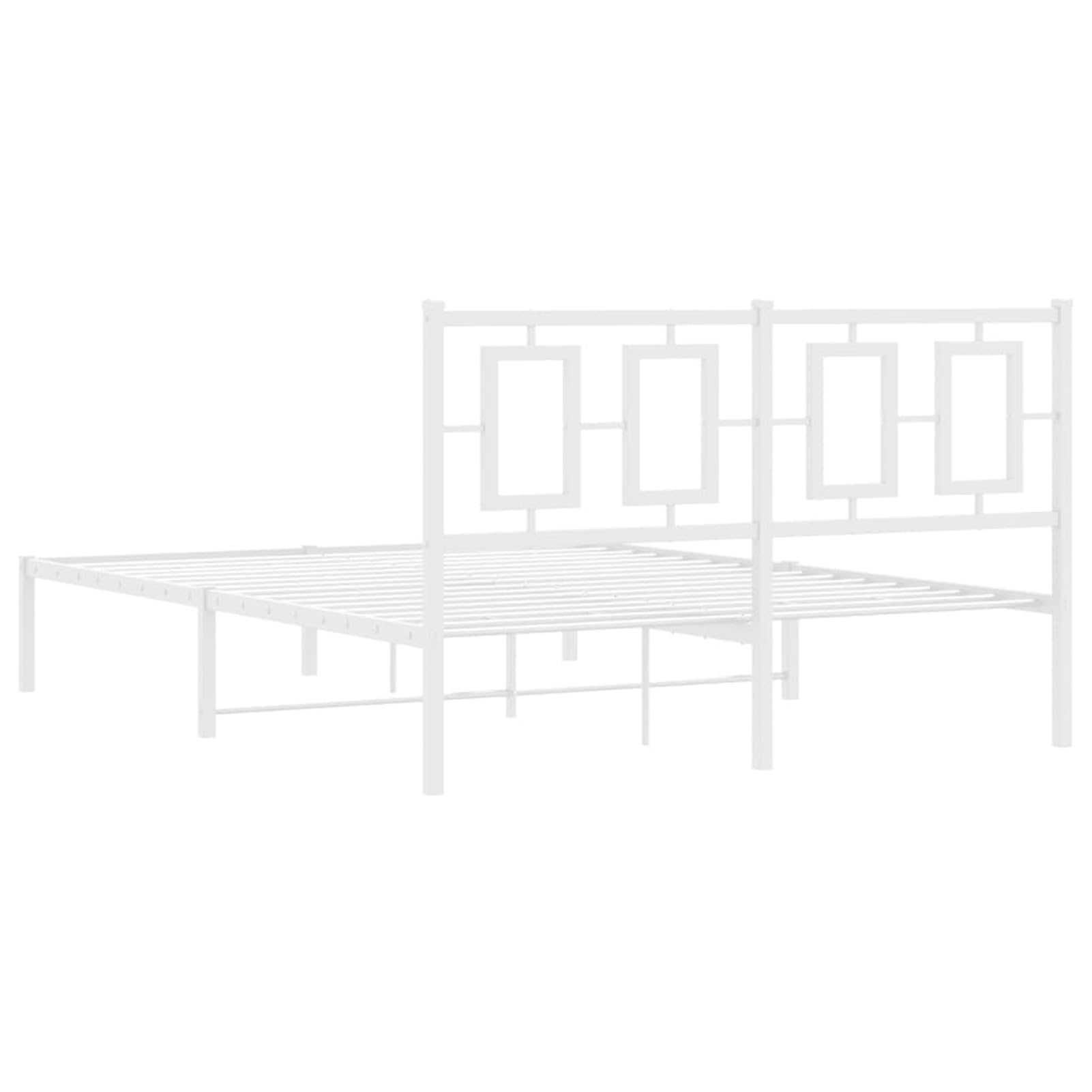 WGYHOME Rama łóżka 140 x 190 cm z zagłówkiem, kolor biały, stal – malowane proszkowo metalowe łóżko ze środkowymi nóżkami i wysokość 26 cm pod łóżko dla dorosłych