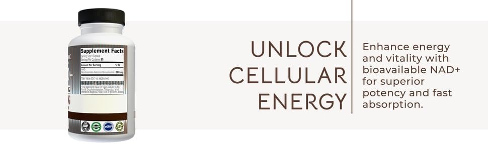 Miniatura 9 de 99.90% puro NAD+ 300 mg una cápsula que sirve 90 cápsulas NAD Suplemento  Anti envejecimiento, aumenta la energía, la vitalidad y la salud celular