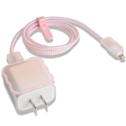 Funda de cargador de olas transparentes y protector de cables para iPhone 15 14 13 Pro Max
