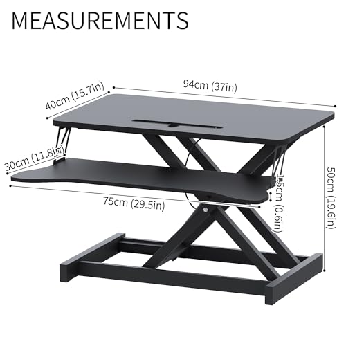 Panana 37" Spring-Assist Standing Desk Converter with Dual-Monitor Keyboard Tray — view 2