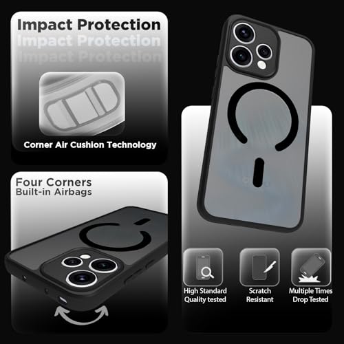 Image of RIGGEAR Shockproof Sleek Hybrid Armor Magnetic Back Cover Case Compatible with MagSafe Accessories for Oppo Reno15, Reno 15 5G (Smoke Black Matte PC + Black TPU-Bumper)