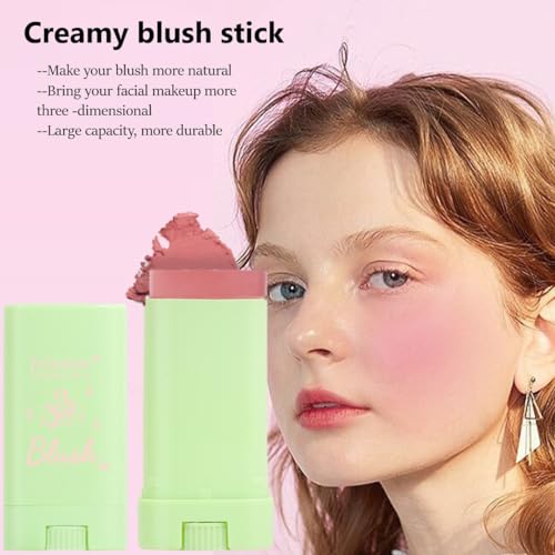 KARLOR Cream Blush Stick, Creamy Blush Stick Creme Blush Pink Cream Blush Stick pink Blusher Creamy Blush Cream Blusher Stick Blusher for cheeks make up Blush matte waterproof long -lasting (01) - Image 5