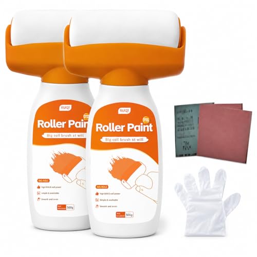 SKY-TOUCH 500g Wall Repair Paint Kit With Roller 2pcs Includes Sandpaper and Gloves Low-Odor Latex Paint for Repairing Stains Mold Discoloration Graffiti and Scratches on Walls