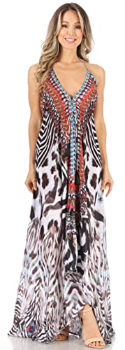 Image of Sakkas Lizi Womens Maxi High-Low Halter Handkerchief Long Dress Beach Party