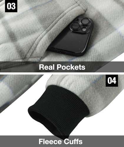 Image of GEEK LIGHTING Boys Flannel Jacket Sherpa Lined Hoodies Zip Up Fleece Plaid Shirt Jackets Winter Outdoor Coat Warm