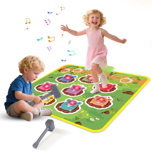 Whack a Mole Game Playmat, Interactive Constructive Smack Moles Musical Play Mat for 2 3 4 5 6 Years Old Kids, Boys Girls Music Toys with 2 Hammers, Educational Toy for Toddlers (Green) Whack a Mole Game Playmat, Interactive Constructive Smack Moles Musical Play Mat for 2 3 4 5 6 Years Old Kids, Boys Girls Music Toys with 2 Hammers, Educational Toy for Toddlers (Green)