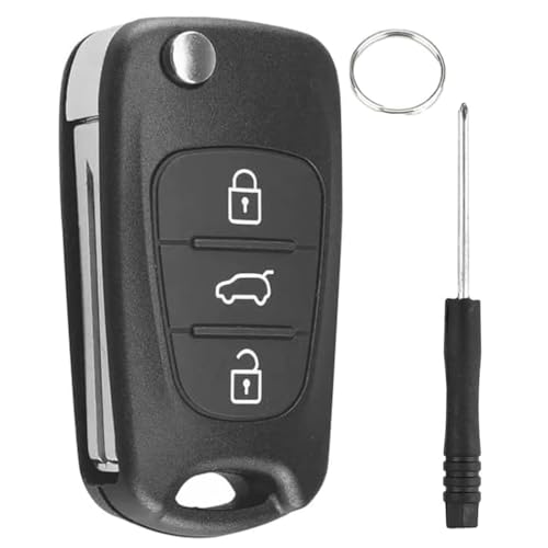 3 Boutons Coque Clé à Rabat Pliable pour Hyundai i10 i20 ix20 i30 ix35 & Kia Ceed Soul Rio Picanto Sportage Venga Télécommande Cle Boîtier Clef de...