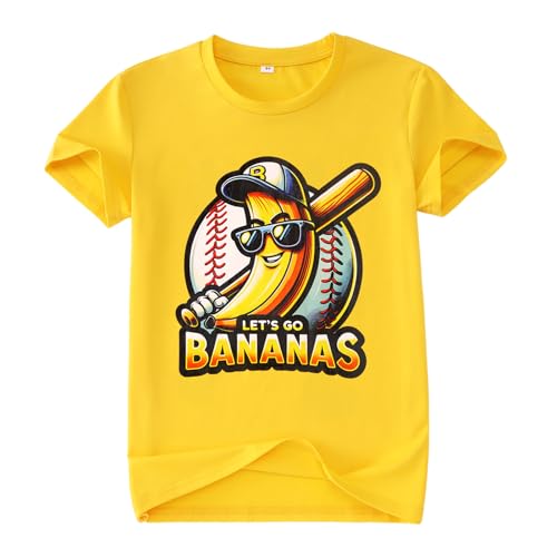 AG AGUU Kids Boy Girls Baseball Shirt Baseball Team Graphic T-Shirt Teen Banana Base Ball Fans Tees Game Day Outfit Top 8-12Y(Yellow-5,11Y)