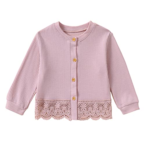Ritatte Toddler Baby Girls Jacket Soft Cotton Long Sleeve Button Up Thin Outwear Kids Spring Fall Jackets Tops(Pink, 2-3T(90)) #TOP24