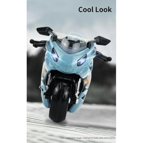 Image of FEXXA Police Motorcycle Toy - Pull Back Motorcycle Toys, Tiny Gift with Music Lighting, Latte Motorcycles Toy for Kids Boys Age 3-8 Year Old [Multicolor] (Sport Bike-Green)