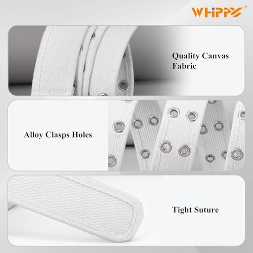 Image of WHIPPY Canvas Double Grommet Belt Unisex Casual Double Prong Belt for Men Women for Jeans Pants