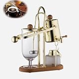 Siphon-Kaffeemaschine, 450 ml 5-Tassen-Siphon-Kaffeemaschine, 304-Edelstahlgewebe und hitzebeständiges Glas mit hohem Borosilikatgehalt, Tisch-Siphontopf aus Glas,belgische Balance-Siphon-Kaffeemasche