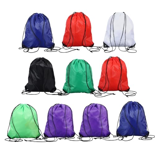 Sac à cordon en polyester lot de 10 pochon sport enfant avec fond renforcé