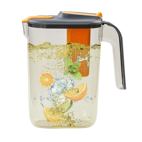 Carafe à eau pour réfrigérateur - 2,6 L - Pichet à eau avec couvercle, purificateur d'eau, carafe filtrante pour réfrigérateur - Carafe étanche pour porte de réfrigérateur - Pichet à eau avec infuseur