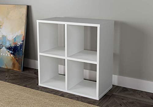 Casamudo Cube Storage Organizer, Stylish Cube Bookshelf, Modern Cube Bookcase, White Small Bookshelf, Wood Cubby Shelving Book Shelves, 4 Cube Organizer Shelf (White, 4 Shelf) #TOP7