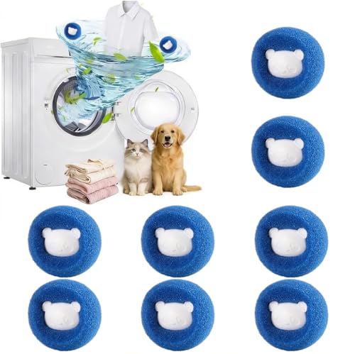 Tierhaarentferner Waschmaschine, 8 Stück Wiederverwendbare Fusselbälle Waschmaschine, Fusselfänger Bälle Haarfänger gegen Tierhaare & Flusen, Katzenhaarentferner Hundehaarentferner Waschmaschine