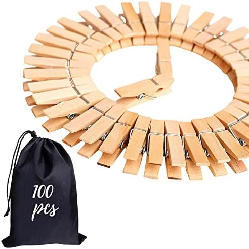 Small Clothes Pin, Mini Clothespins for Crafts,100 PCS Mini Clothes Pins Wooden with Storage Bag,Small Clothes Pins for Photos,Crafts,Hanging Clothes,Baby Shower,Display Artwork
