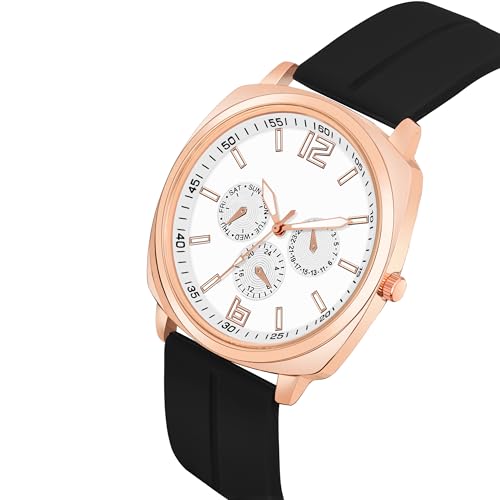 Image of styledose Minimalist dial Softest Adjustable Silicon Belt Quartz Analog Date Display Wrist Watch for Men