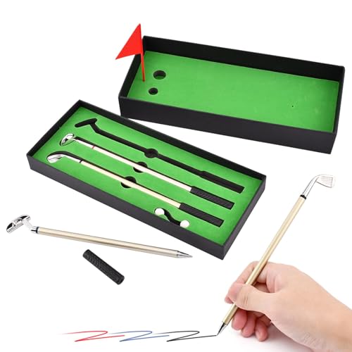 Golf Pen Set & Mini Desktop Golf Putting Green,Flag,3 Golf