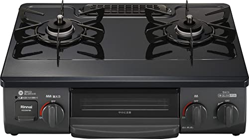 リンナイ ガステーブル 都市ガス12A・13A用 幅約56cm パールクリスタルトップ 片面焼きグリル 左強火力 KG35NPBKL/13A パールブラック