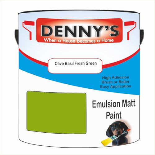 Premium Interior Wall & Ceiling Emulsion Paint – Olive Basil Fresh Green – Rich Matt Finish, Durable & Washable, Low Odour, Ideal for Living Rooms, Bedrooms & Hallways (1 Litre Tin)