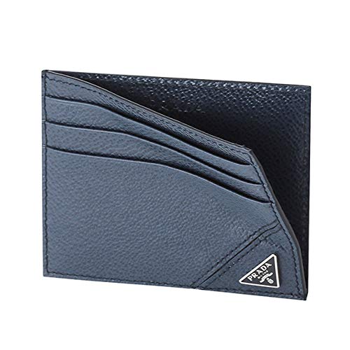 Prada Micro-grain Leather Card Case Holder, Navy 2MC2233