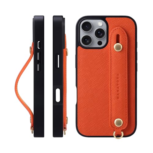 HANATORA for iPhone 16Pro �P�[�X �{�v �ϏՌ� �w�ʃx���g �X�g���b�v�����O �X�}�z�P�[�X �X�}�z �X�^���h�@�\ �K���X�t�B���� �t�� �T�t�B�A�[�m ���U�[ �M�t�g �}�O�l�b�g�Ȃ� �I�����W XGH-16Pro-Orange
