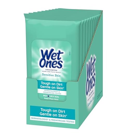 Wet Ones Hand Wipes, Sensitive Skin Wipes | Travel Wipes Case, Hand and Face Wipes | 20 ct. Travel Size Wipes (10 pack)
