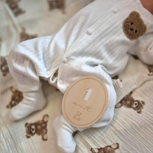 Wooden Baby 월간 마일스톤 카드, 타원형 곰 마일스톤 마커 — 사진 4