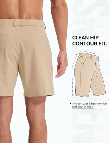 SNOWTEN Men's Classic Fit 7/9/11 Inch Golf Shorts Basic Lightweight Stretch Hiking Casual Short with 2 Pockets and 1 Hidden Basic Navy Blue 34（NO Back Pockets） — view 5