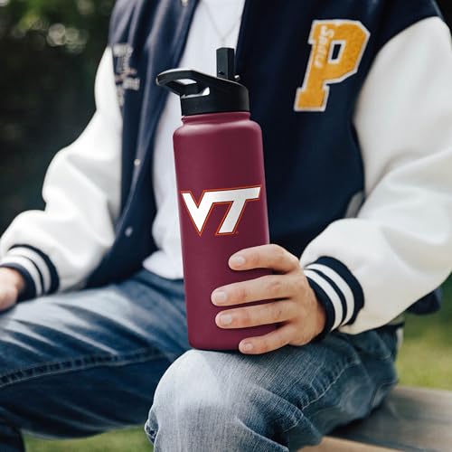 Image of Logo Brands NCAA VT Hokies 34oz Logo Quencher Bottle - Double-Wall Insulated, Stainless Steel, No-Spill Lid, Easy Carry Handle