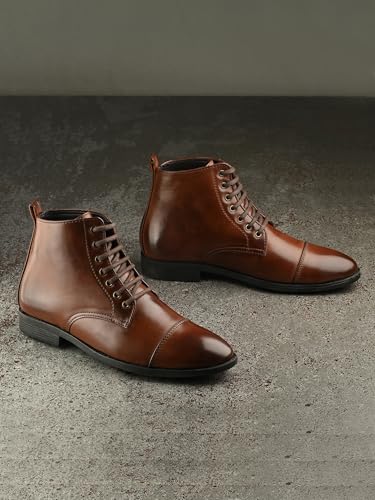 Image of Server Men's Chelsea Ankle Boots | Casual Boots for Men | Ankle Height Boots| All Day wear | Comfortable Formal Office & Business Wear Shoes | Lace up Boots | Derby Boots
