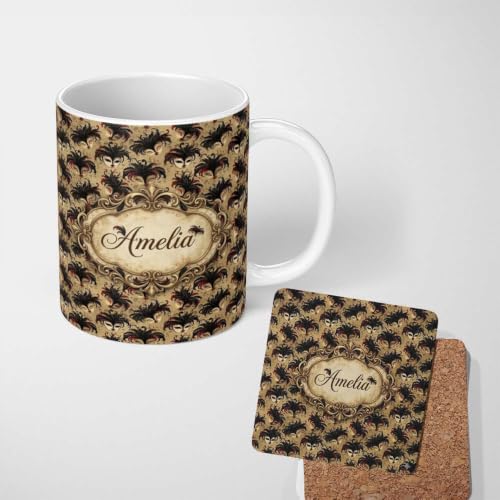 Image of Vintage Red and Black Ceramic Mug Large Handle Personalised Custom Name