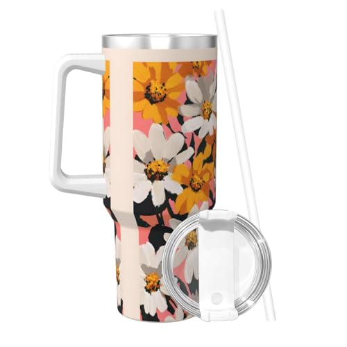 Vaso térmico de acero inoxidable con asa y sorbete 40oz miniatura 2