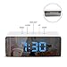 Digital Alarm Clock, LED Display Clock Best Makeup Bedroom Mirror Travel Alarm Office Bedroom Clock, Alarm Clock with Snooze, Dimmer Control, Support Battery Powered and with USB Port-Blue