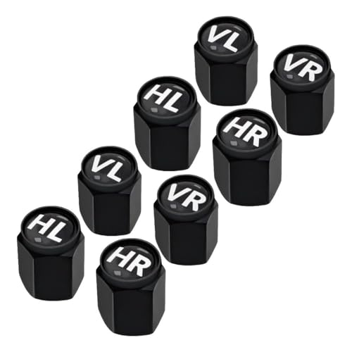 Ventilkappen ZLIP 8er-Set mit Dichtung – zur Kennzeichnung von Winterreifen & Sommerreifen für PKW, SUV & mehr, Ventildeckel Set für 8 Reifen, Radventilkappen, Valve Caps (8, Black/ALU)